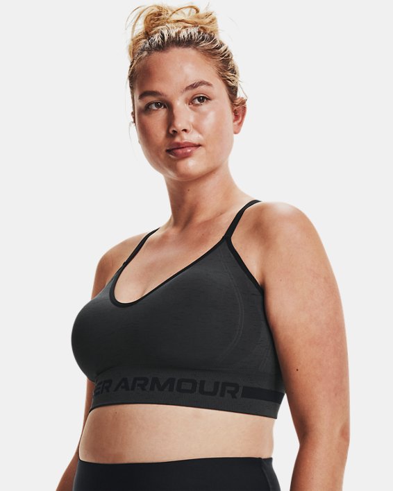 Women's UA Seamless Low Long Heather Sports Bra in Gray image number 4